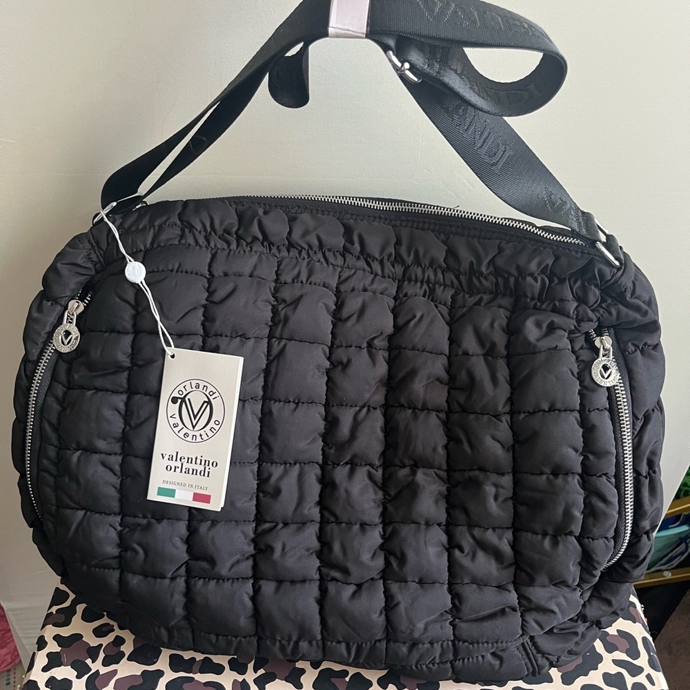 Valentino Orlandi Black Quilted Travel Bag